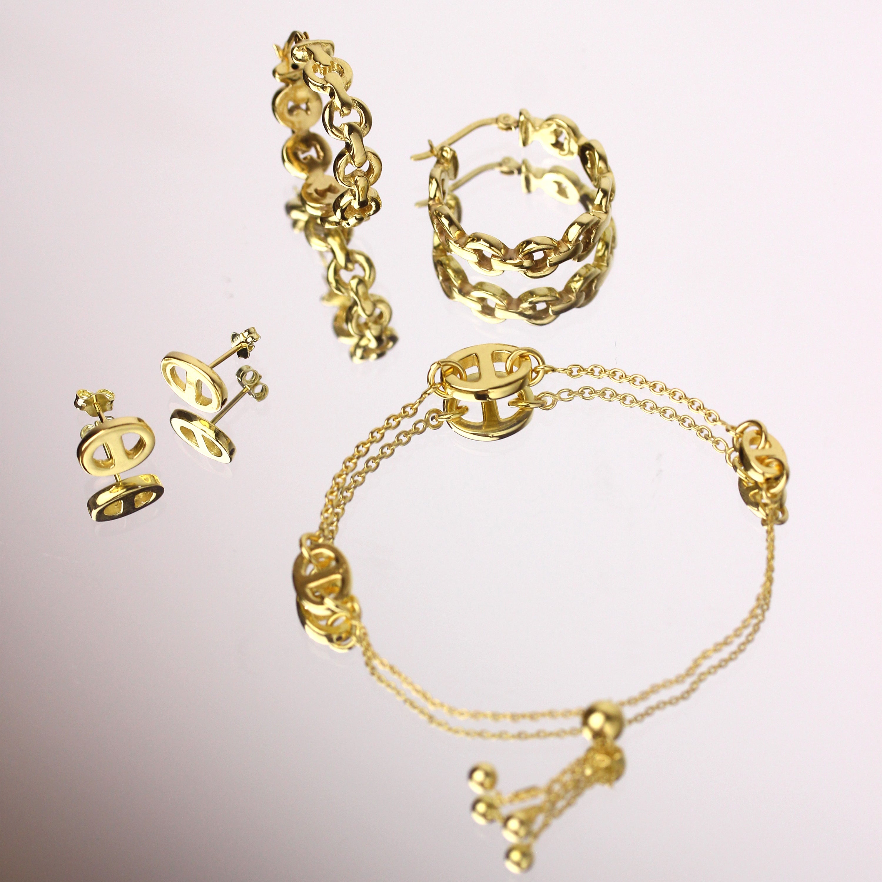 Gold Plated Sterling Silver Chunky Link Fine Chain Bracelet