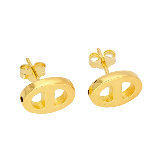 Gold Plated Sterling Silver Chunky Link Stud Earrings