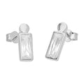 Sterling Silver Bobble Beaded Baguette CZ Stud Earrings