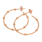 Rose Gold Plated Sterling Silver Bobble Hoop Stud Earrings