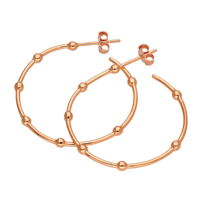 Rose Gold Plated Sterling Silver Bobble Hoop Stud Earrings