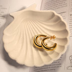 Gold Plated Sterling Silver Chunky Open Hoop Stud Earrings
