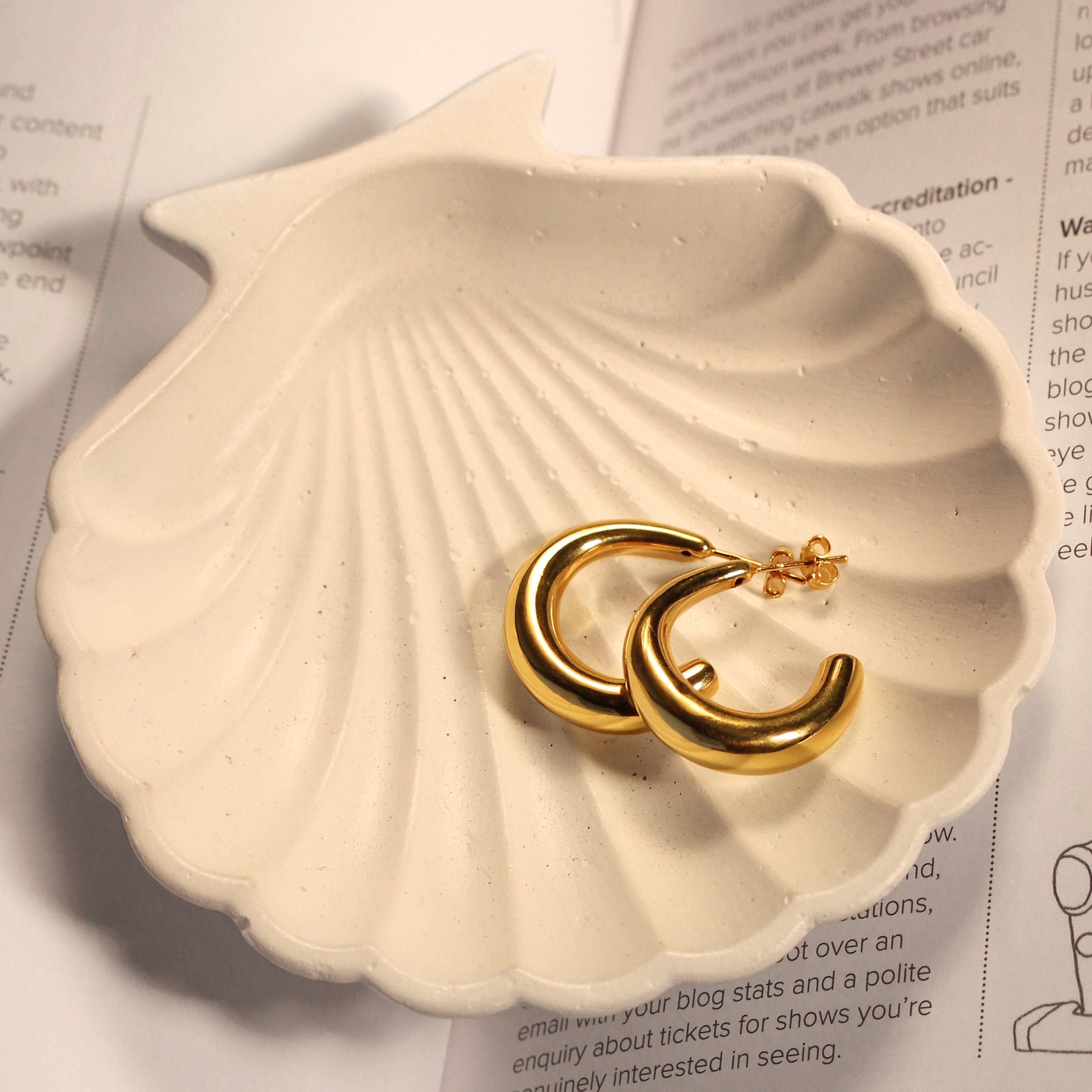 Gold Plated Sterling Silver Chunky Open Hoop Stud Earrings