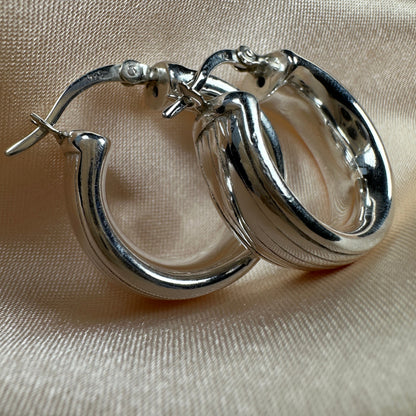 Sterling Silver Chunky Hollow Lined 20mm Hoop Earrings