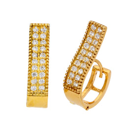 Gold Plated Sterling Silver CZ Dress Huggie Hoop Earrings