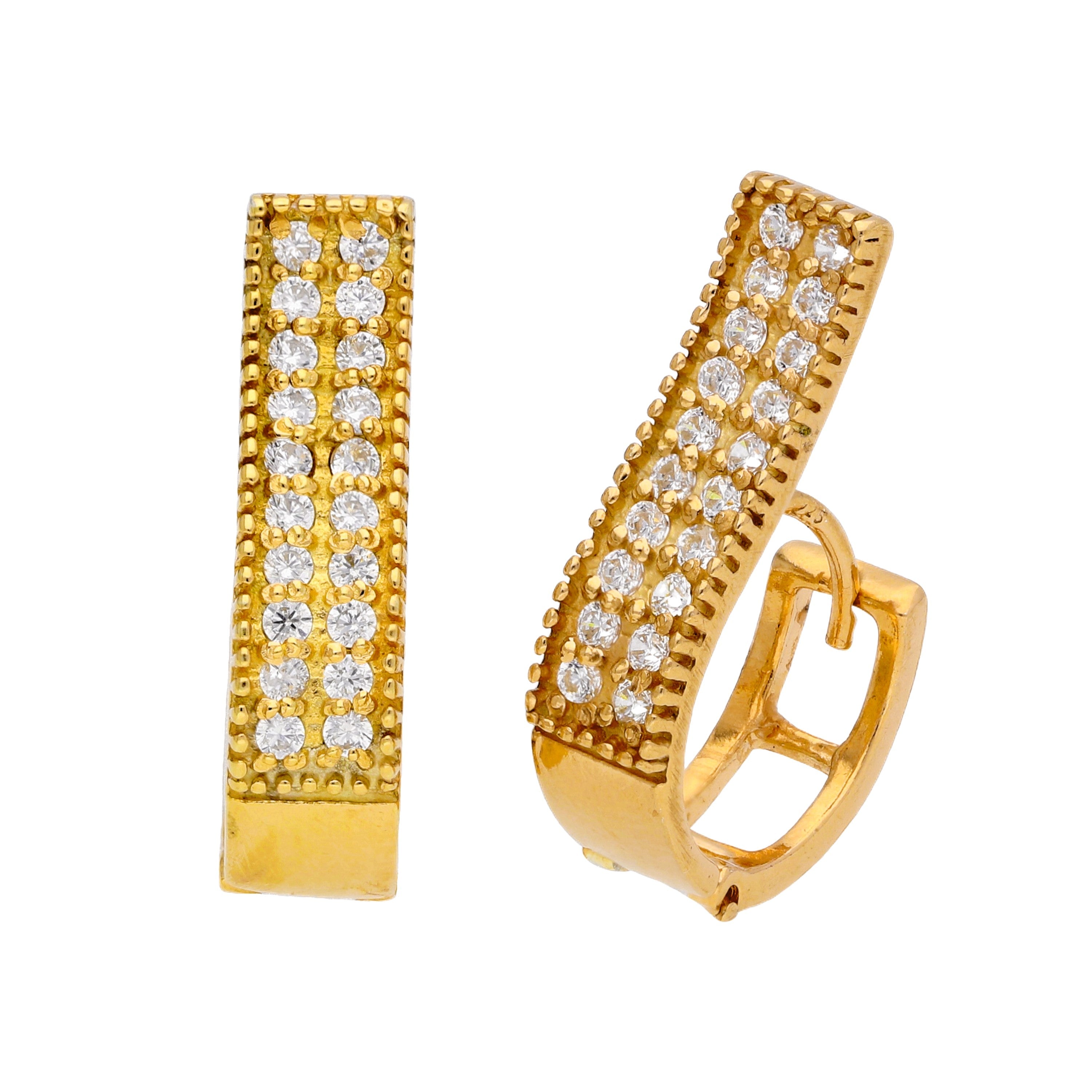 Gold Plated Sterling Silver CZ Dress Huggie Hoop Earrings