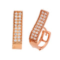Rose Gold Plated Sterling Silver CZ Dress Huggie Hoop Earrings