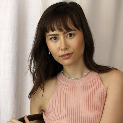 Sterling Silver Long Link Chain Choker Necklace 14-16 Inches