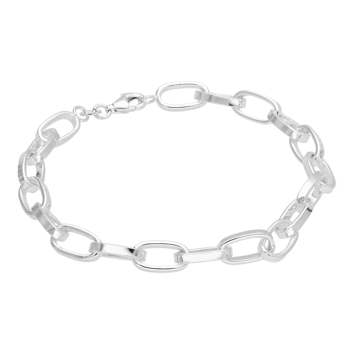 Heavy Sterling Silver Link Chain Bracelet 7 Inches