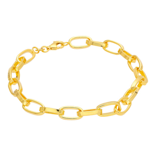 Heavy Gold Plated Sterling Silver Link Chain Bracelet 7 Inch