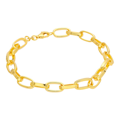 Heavy Gold Plated Sterling Silver Link Chain Bracelet 7 Inch