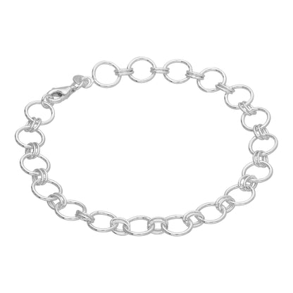 Sterling Silver Round Link Chain Bracelet 7 Inches
