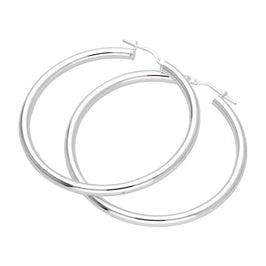 Sterling Silver 45mm Plain Hoop Earrings