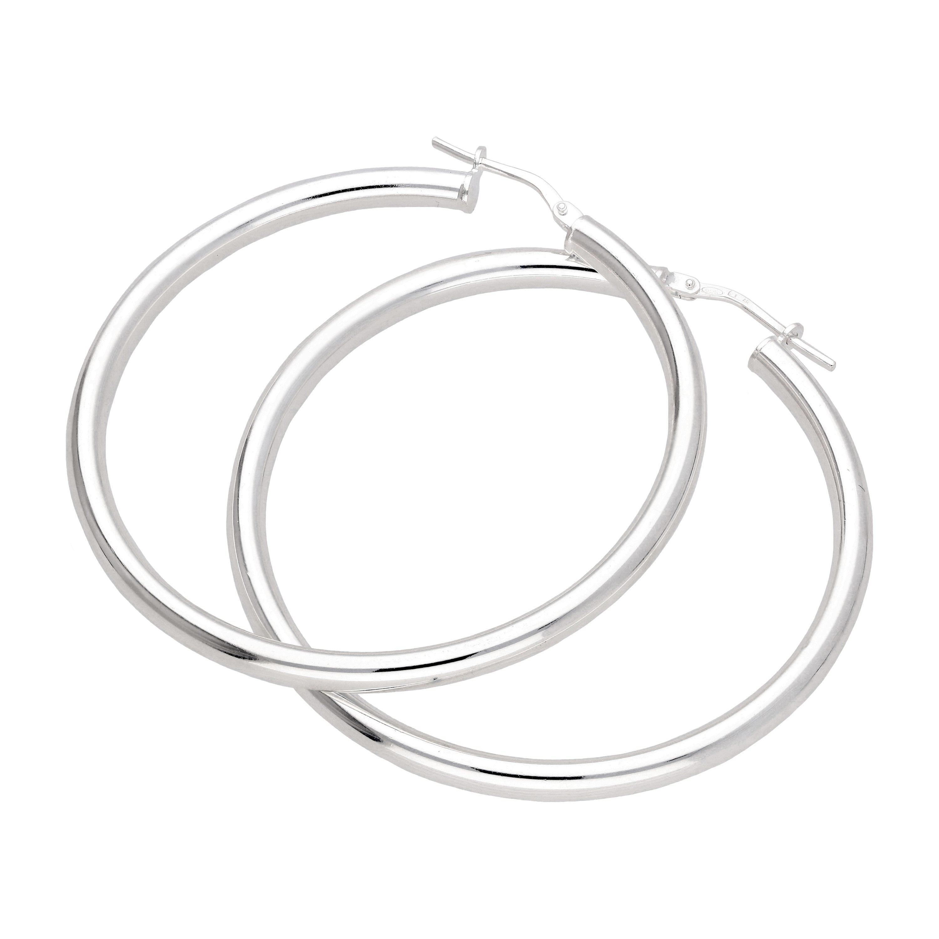 Sterling Silver 45mm Plain Hoop Earrings