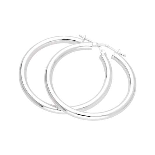 Sterling Silver 35mm Plain Hoop Earrings