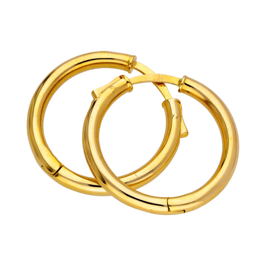 Gold Plated Sterling Silver Push Button 25mm Hoop Earrings