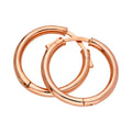Rose Gold Plated Sterling Silver Push Button 25mm Hoop Earrings