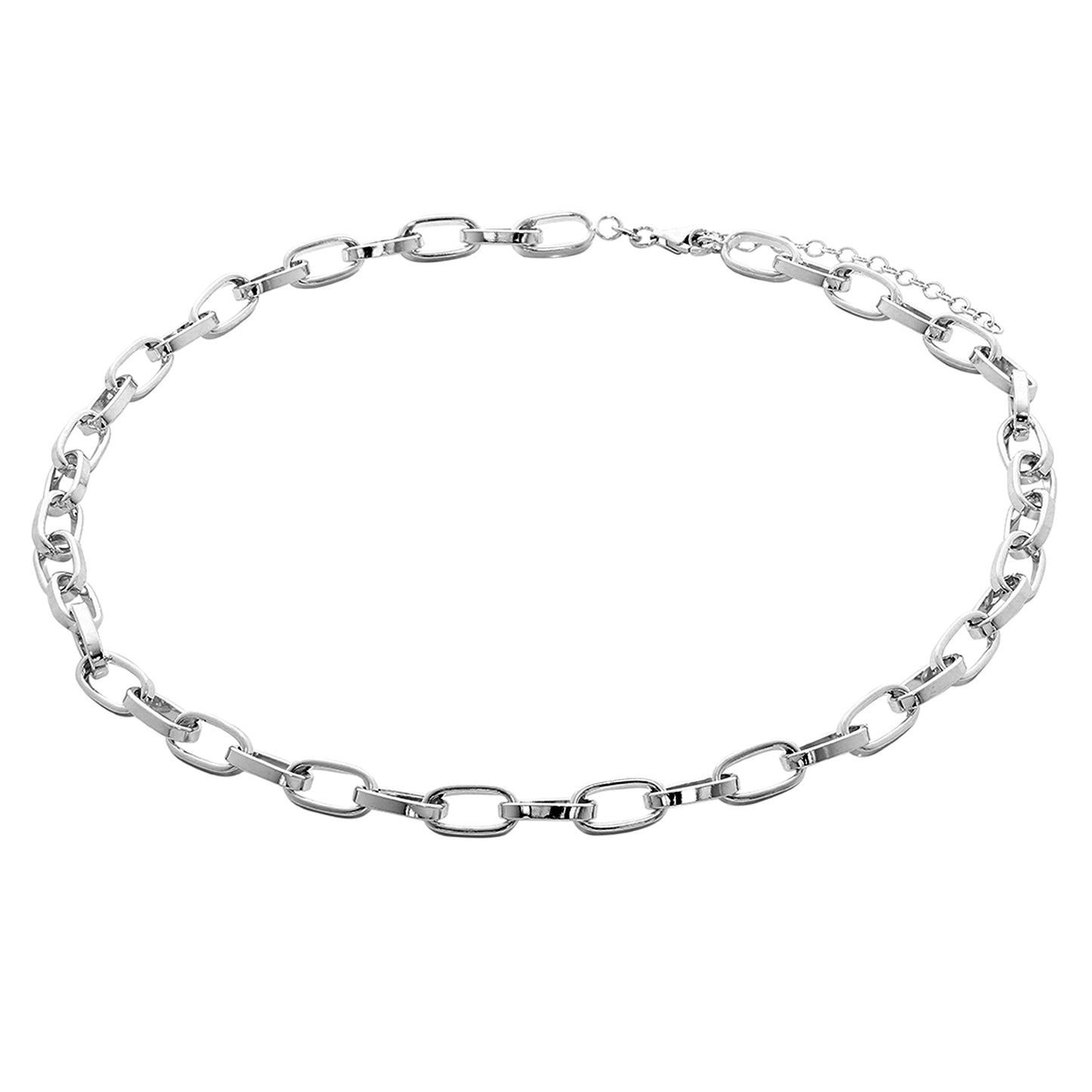 Sterling Silver Link Chain Adjustable Necklace 16 - 18 Inches