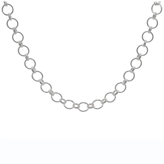 Sterling Silver Round Link Chain Adjustable Necklace 16-18 Inches