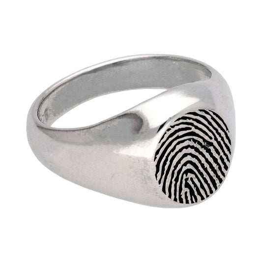 Bespoke Sterling Silver Fingerprint Signet Ring J - Z+1 - jewellerybox