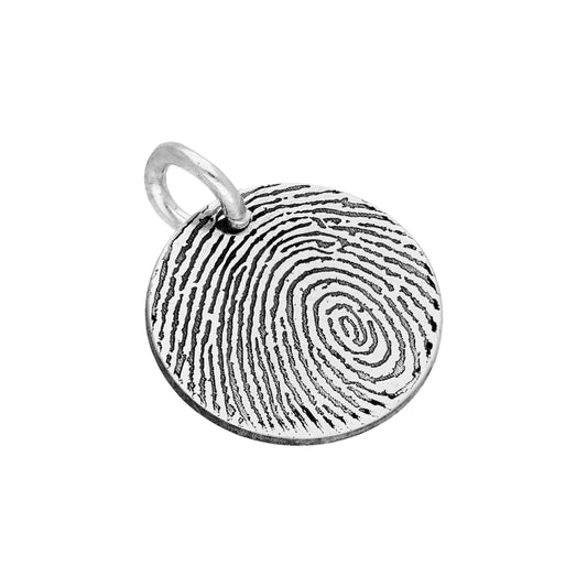 bespoke sterling silver 13mm fingerprint charm