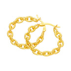 Gold Plated Sterling Silver Long Link 27mm Hoop Earrings