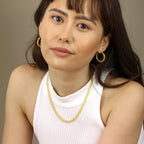 Gold Plated Sterling Silver Long Link 27mm Hoop Earrings