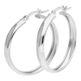 Sterling Silver Chunky Creole 30mm Hoop Earrings
