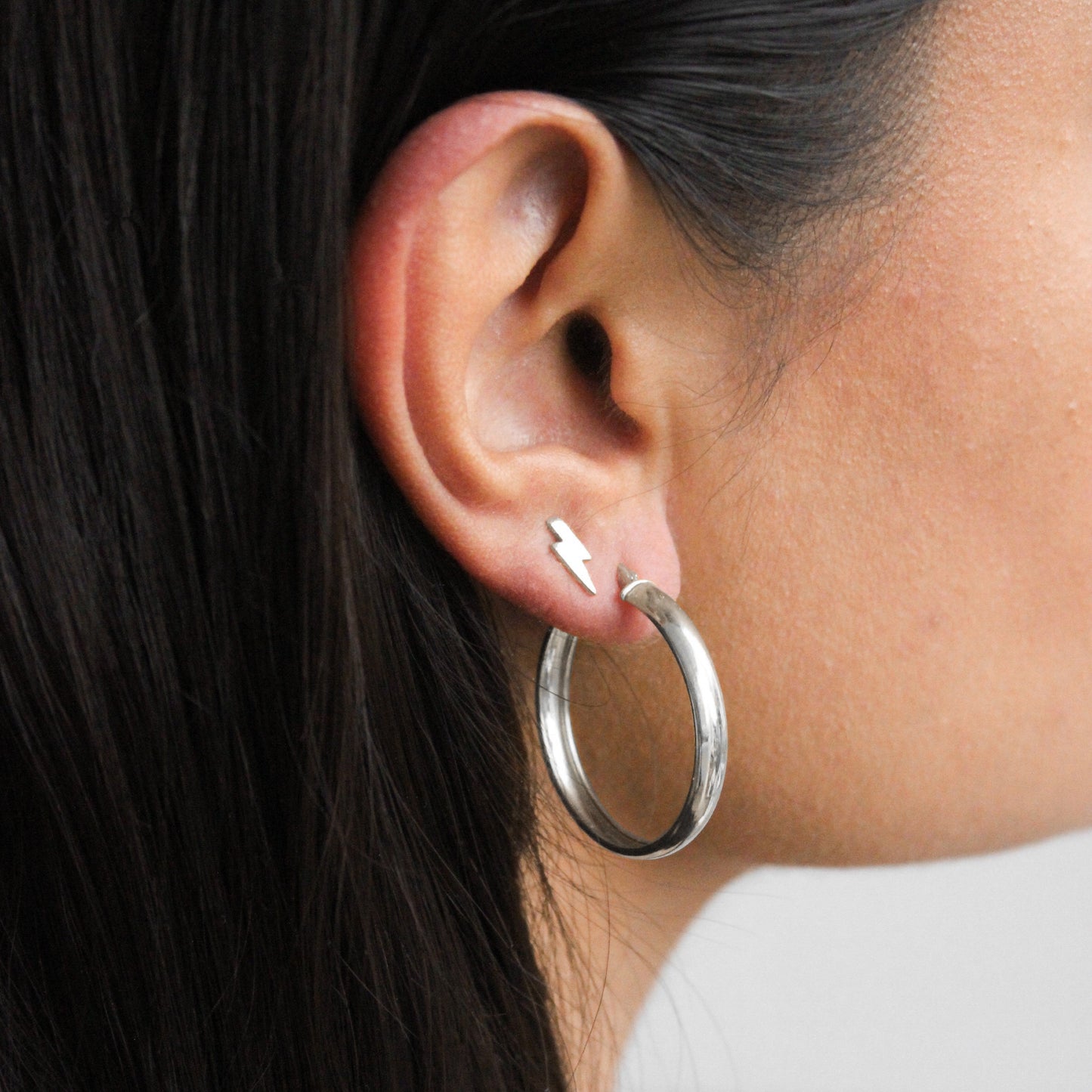 Sterling Silver Chunky Creole 30mm Hoop Earrings