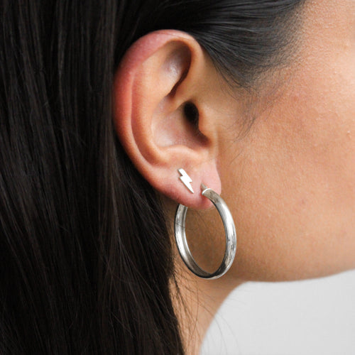 Sterling Silver Chunky Creole 30mm Hoop Earrings