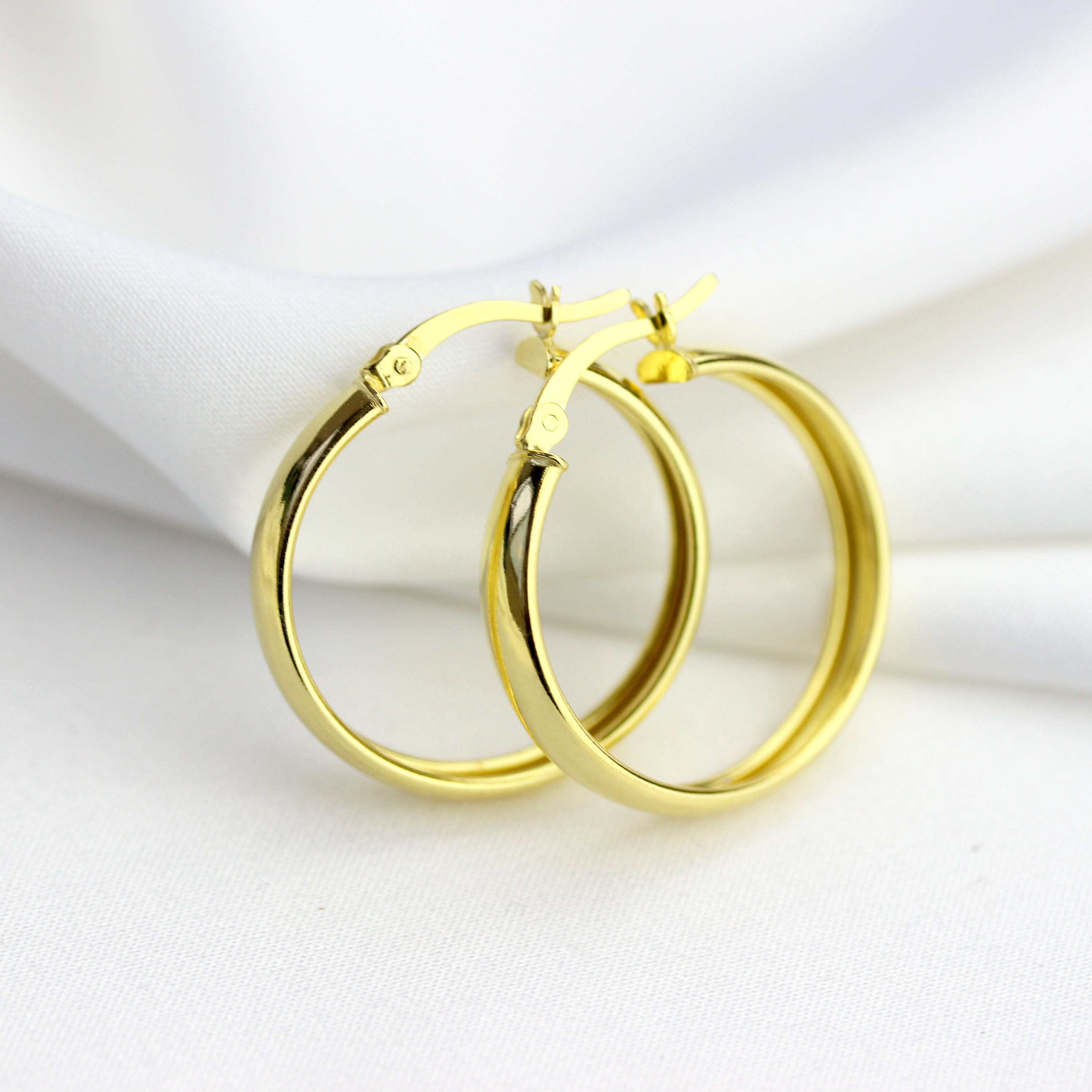Gold Plated Sterling Silver Chunky Creole 25mm Hoop Earrings