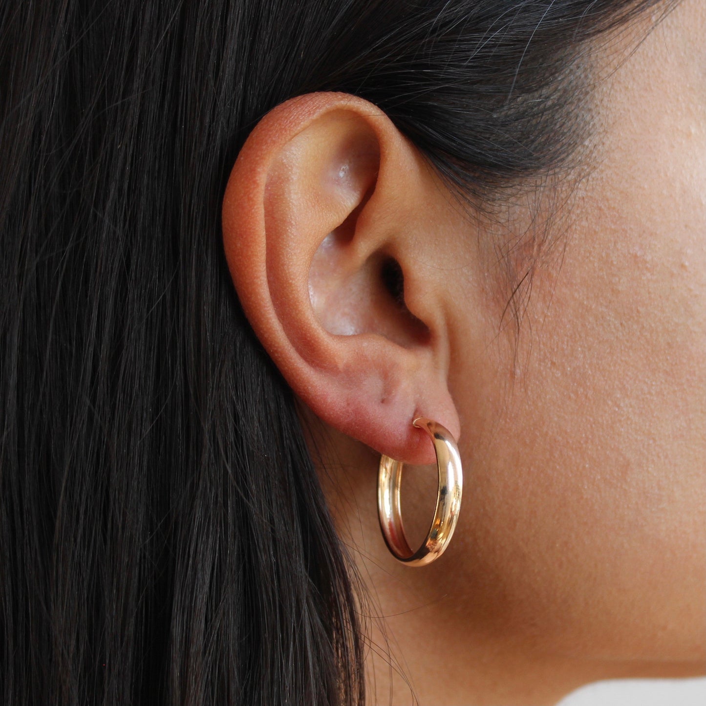 Rose Gold Plated Sterling Silver Creole 25mm Hoop Earrings