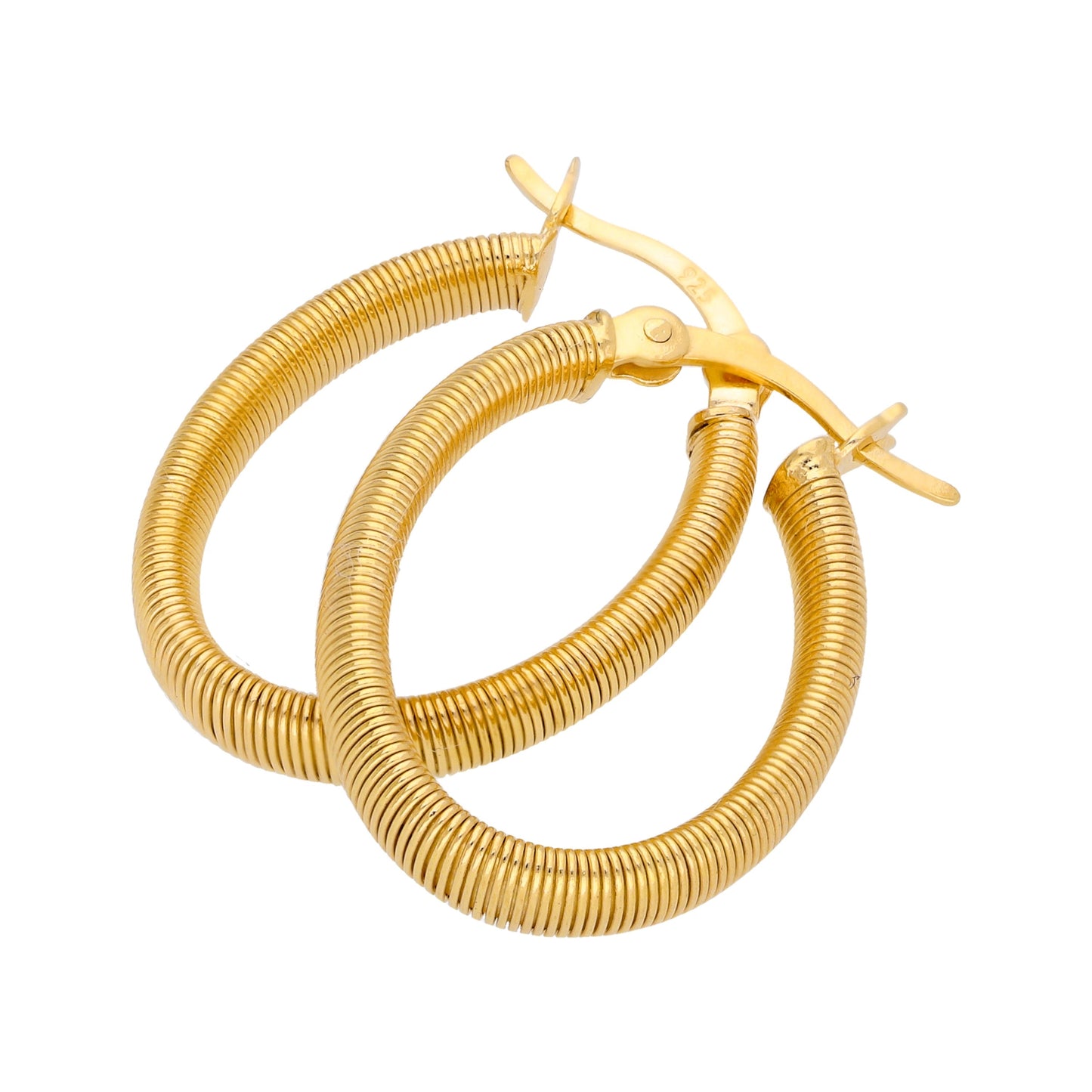 Gold Plated Sterling Silver Oval Creole Hoop Earrings