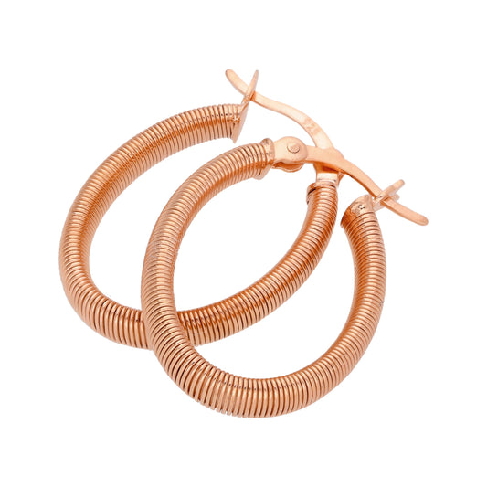 Rose Gold Plated Sterling Silver Oval Creole Hoop Earrings