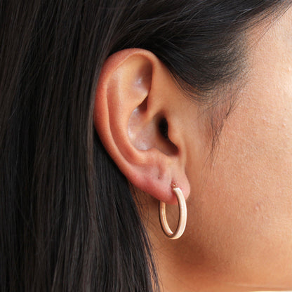 Rose Gold Plated Sterling Silver Oval Creole Hoop Earrings