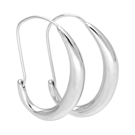 Sterling Silver Oval Liquid Hoop Earrings