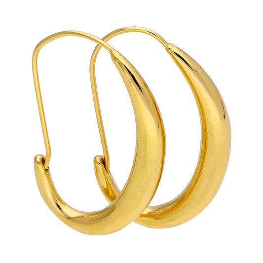 Gold Plated Sterling Silver Oval Liquid Hoop Earrings