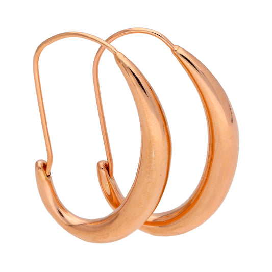 Rose Gold Plated Sterling Silver Oval Liquid Hoop Earrings