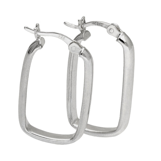 Sterling Silver Plain Ovate Creole Hoop Earrings