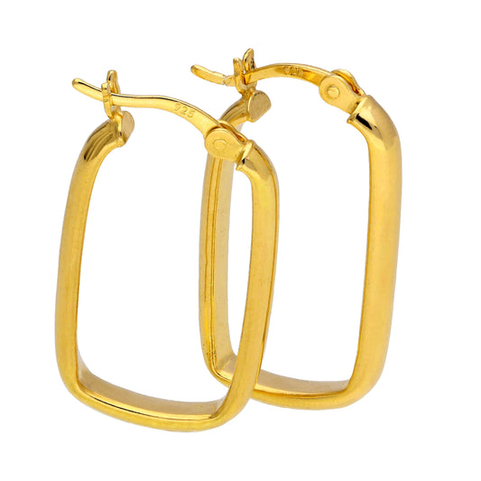 Gold Plated Sterling Silver Plain Ovate Creole Hoop Earrings