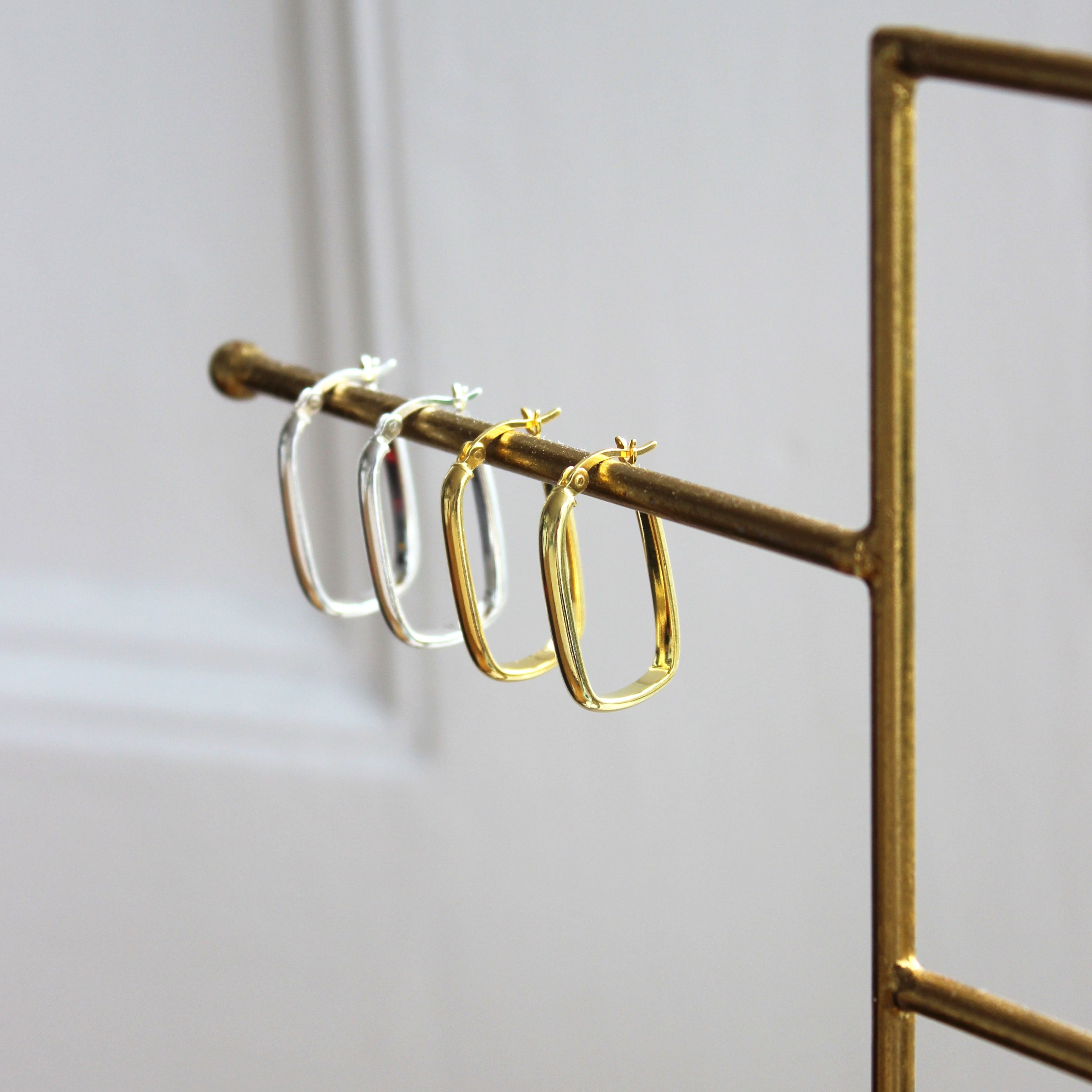 Gold Plated Sterling Silver Plain Ovate Creole Hoop Earrings