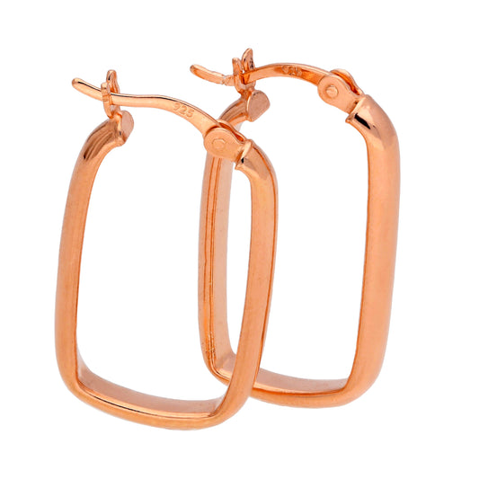Rose Gold Plated Sterling Silver Ovate Creole Hoop Earrings