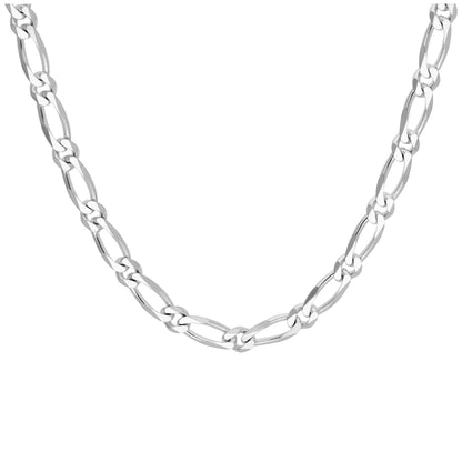 Sterling Silver Flat Figaro Link Chain Necklace 18 Inches