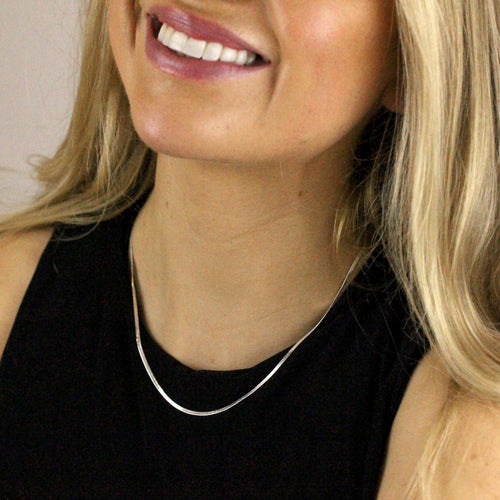 Sterling Silver Flat Snake Chain Necklace 18 Inches