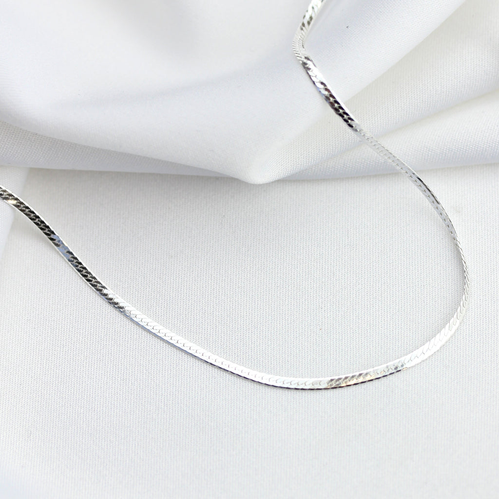 Sterling Silver Flat Snake Chain Necklace 18 Inches