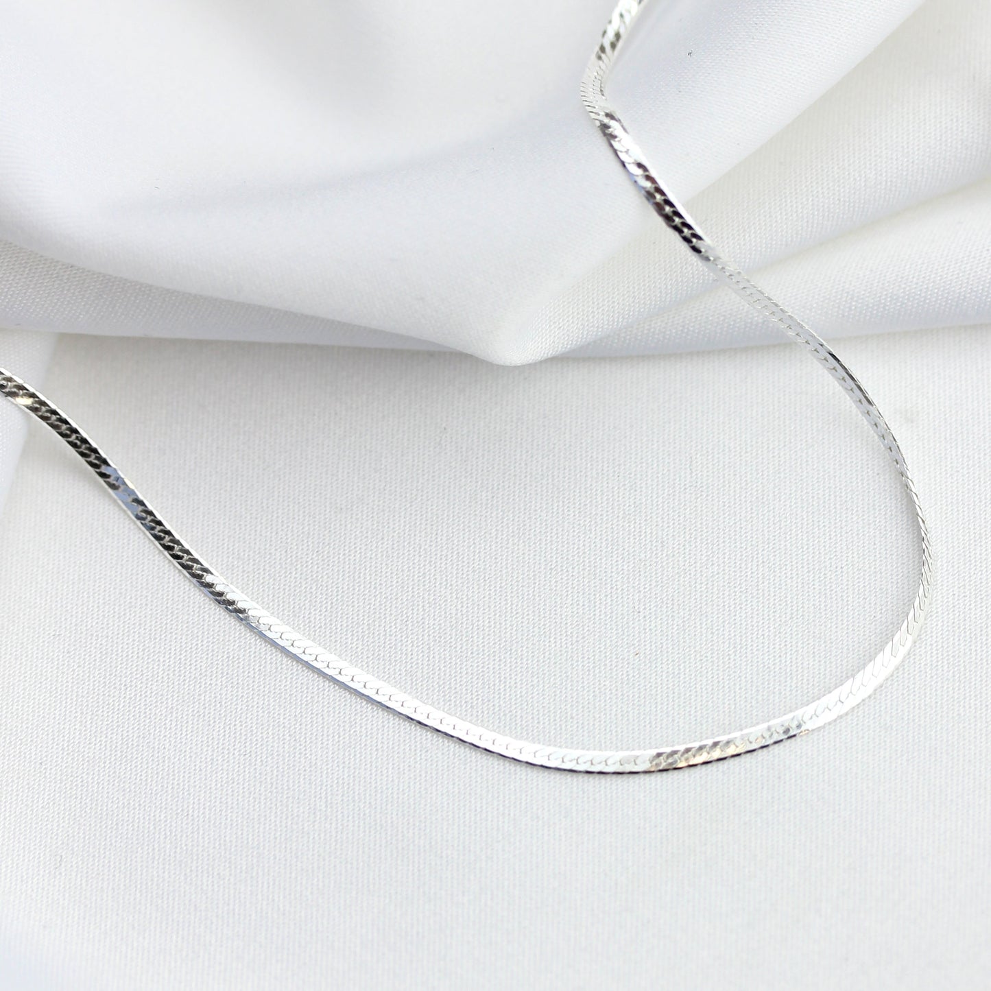 Sterling Silver Flat Snake Chain Necklace 18 Inches