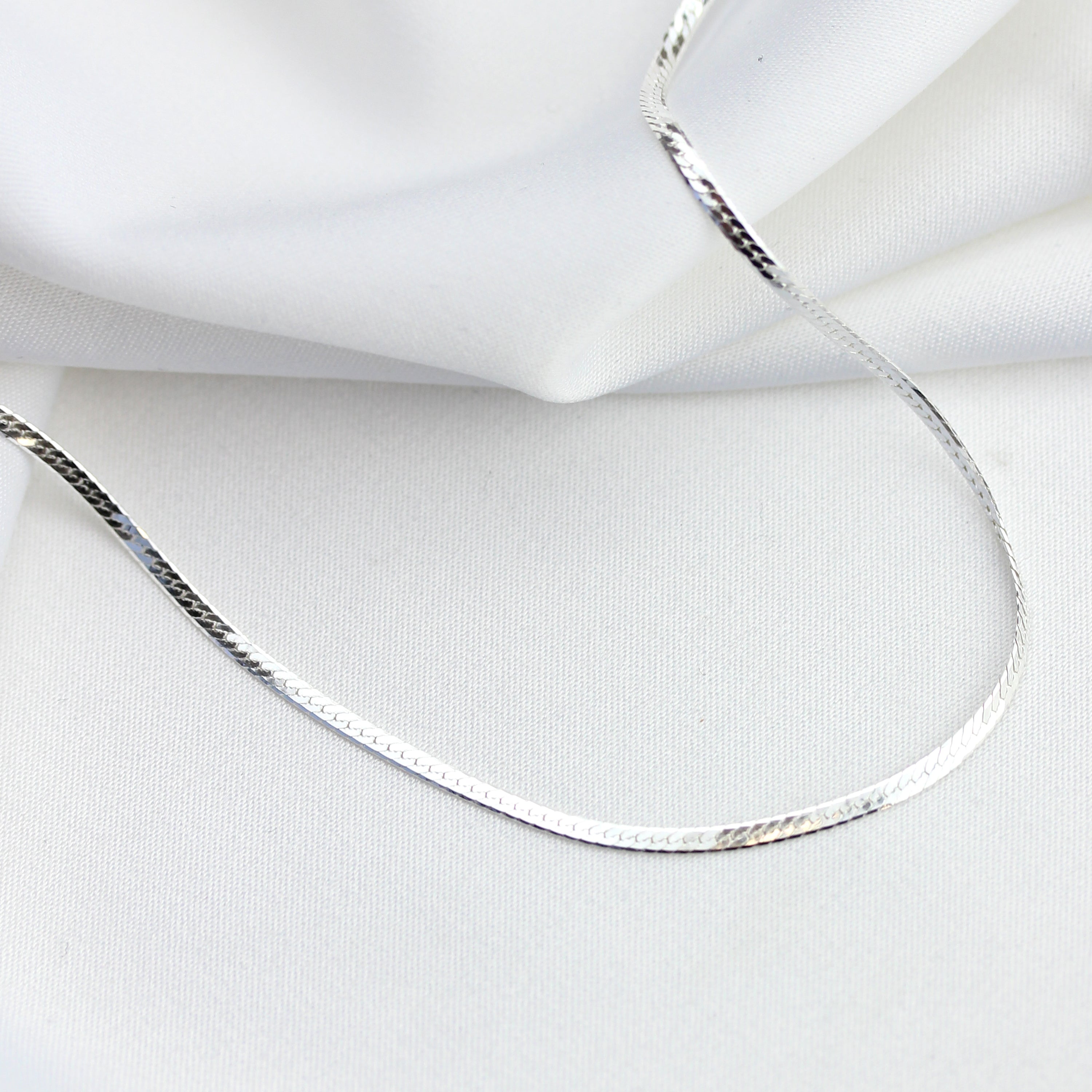 Sterling Silver Flat Snake Chain Necklace 18 Inches