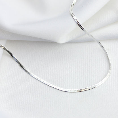 Sterlingsilber Flach Schlangenkette Halskette 45,5cm