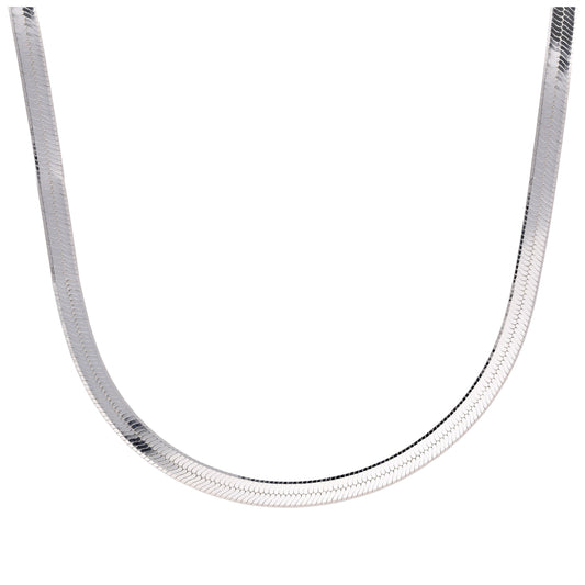 Sterling Silver Flat Herringbone Chain Necklace 18 Inches