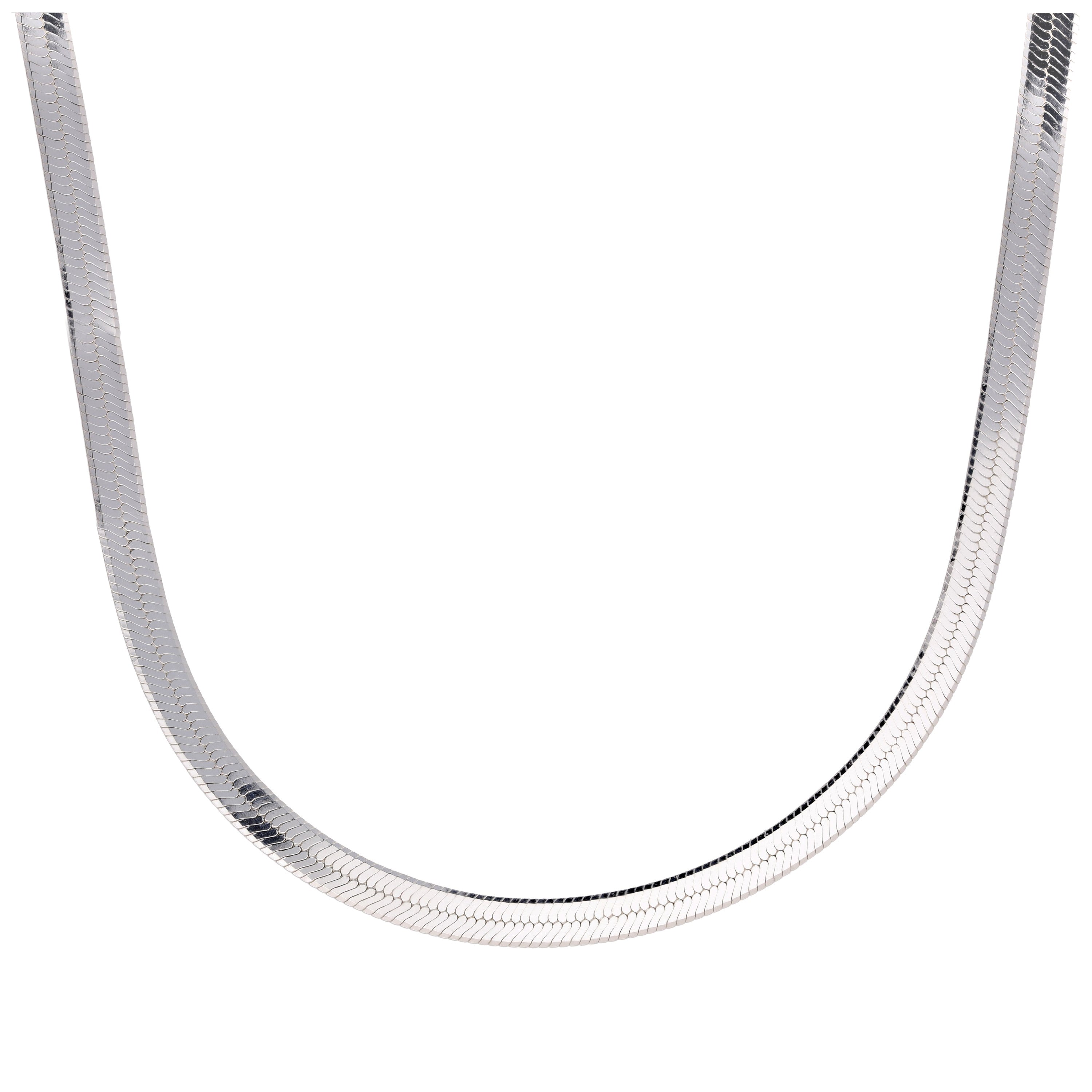 Sterling Silver Flat Herringbone Chain Necklace 18 - 18 Inches
